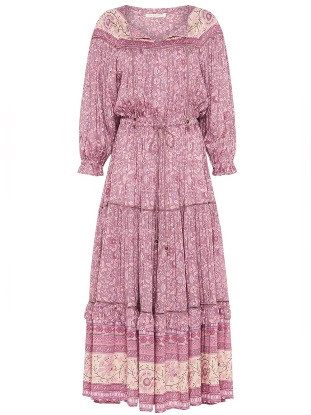 Spell & The Gypsy Collective Dahlia Gown Mulberry Purple Floral Maxi Dress Small